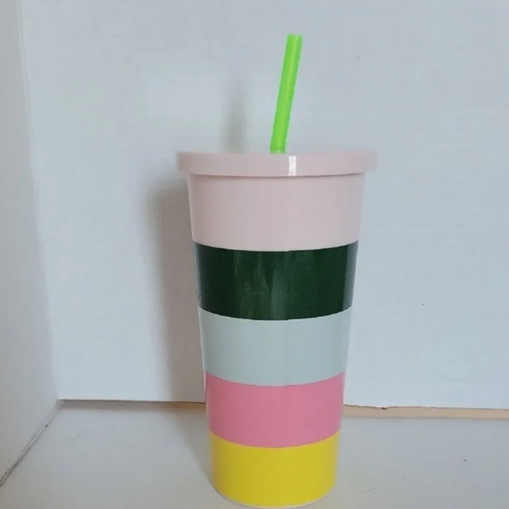 Kate Spade 20 Oz Color Block Cold Travel Tumbler Cup Mug Acrylic Berverage